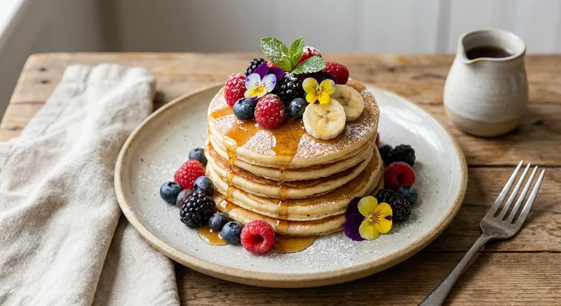 Fruit Pancakes with Maple Syrup