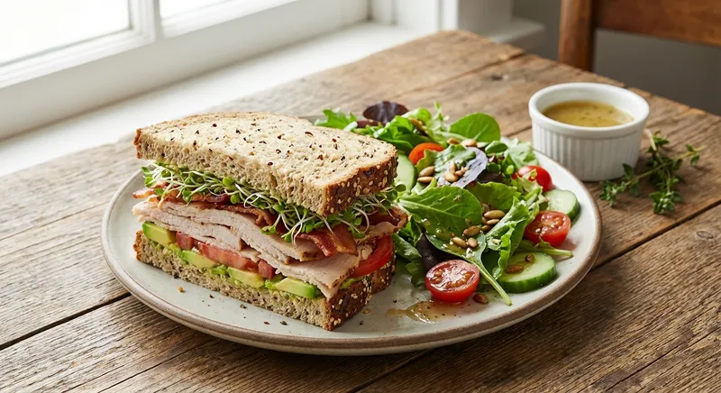 Turkey & Avocado Whole-Grain Sandwich with Side Salad