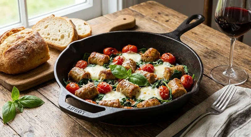 Italian Turkey Sausage & Spinach Skillet