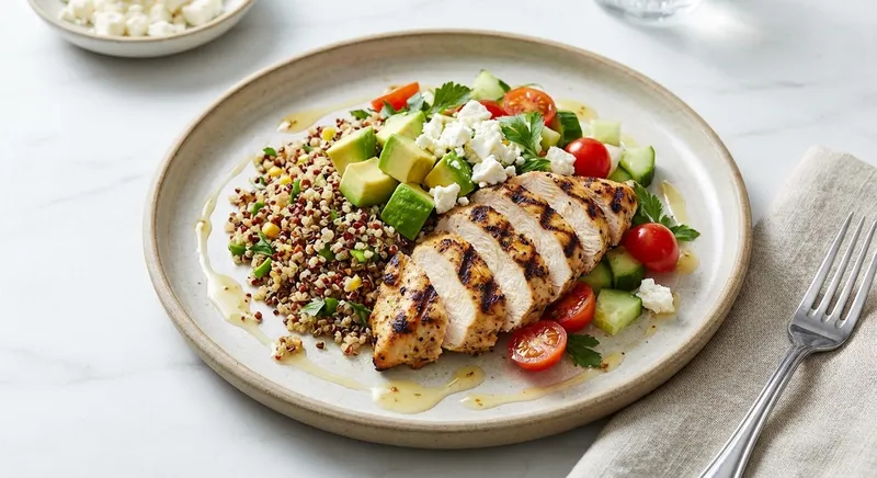 Grilled Chicken & Quinoa Salad with Avocado and Feta