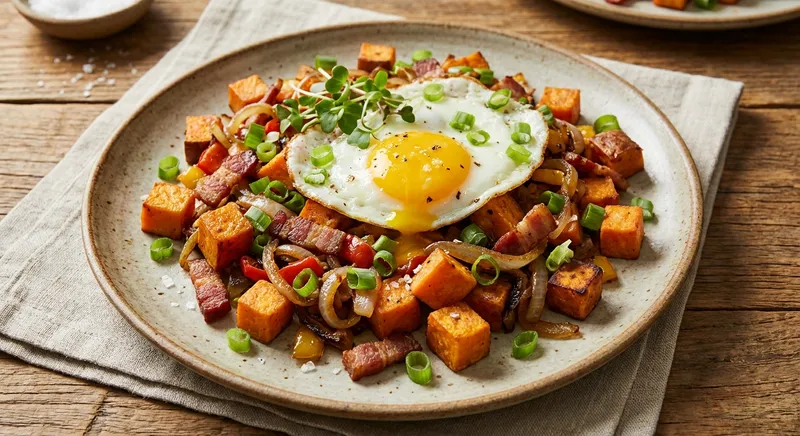 Sweet Potato Breakfast Hash with Scallions