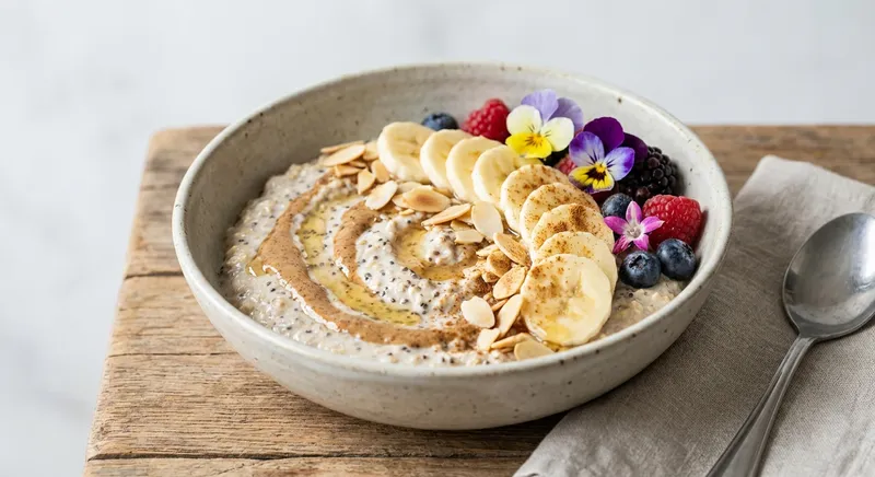 Overnight Oats with Chia, Banana & Almond Butter