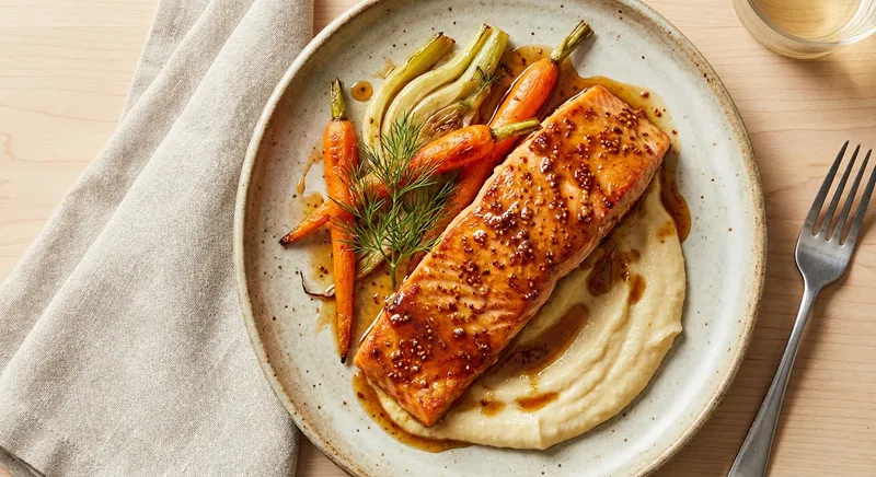 Roasted Salmon Glazed With Brown Sugar and Mustard