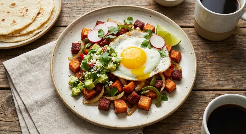 Sweet Potato & Chorizo Hash with Avocado Salsa