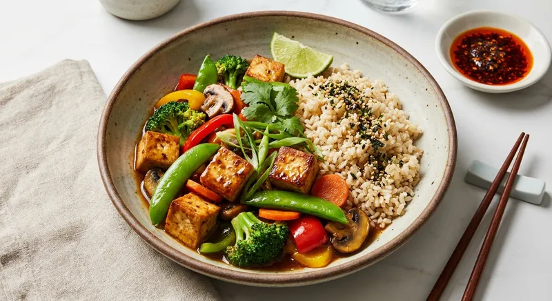 Tofu & Vegetable Stir-Fry with Brown Rice