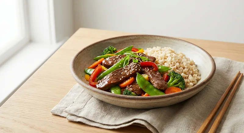 Beef & Vegetable Stir-Fry with Brown Rice