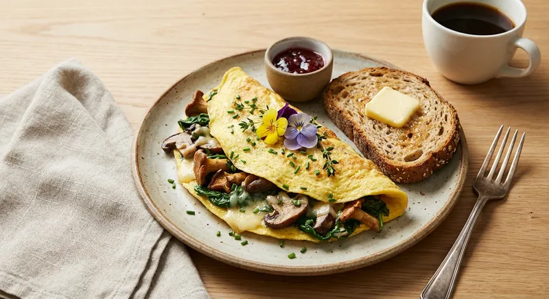 Spinach & Mushroom Omelette with Whole-Grain Toast