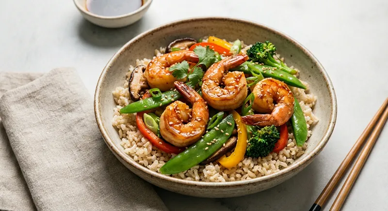Shrimp & Vegetable Stir‑Fry with Brown Rice