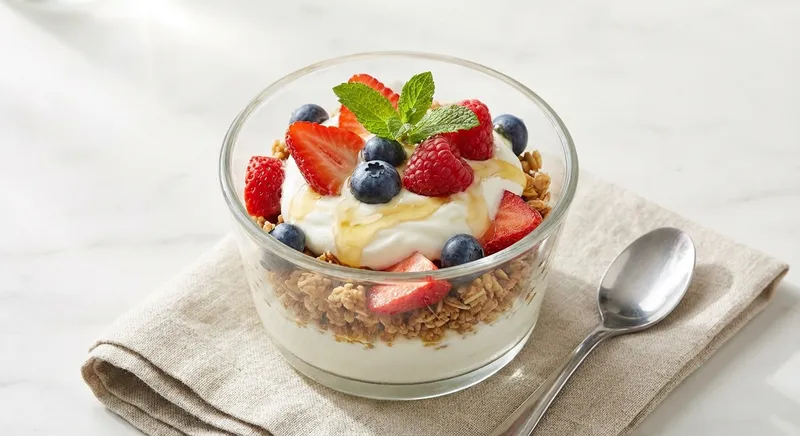 Greek Yogurt Parfait with Granola & Berries
