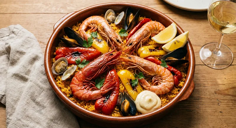 Shrimp Paella with Mixed Peppers