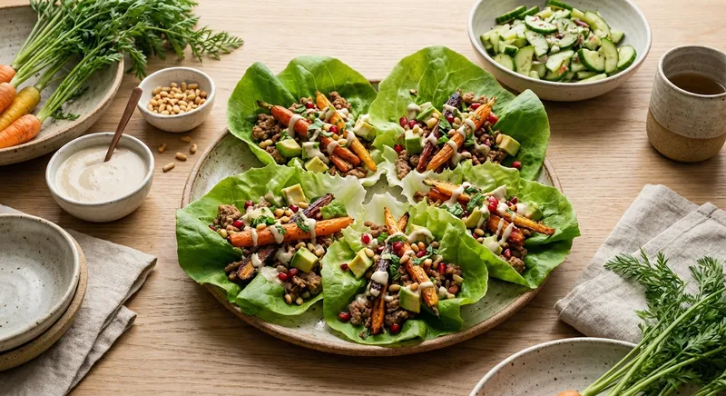 Turkey Lettuce Wraps with Avocado & Roasted Carrots