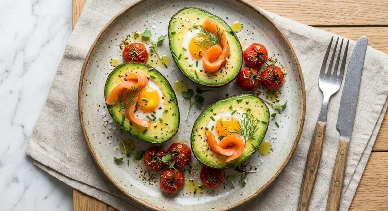 Smoked Salmon & Avocado Egg Cups with Za'atar Tomatoes