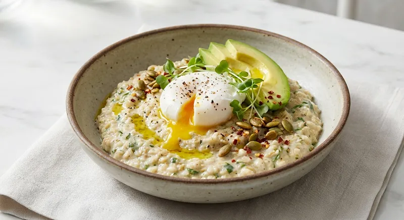 Savory Oatmeal with Poached Egg & Avocado