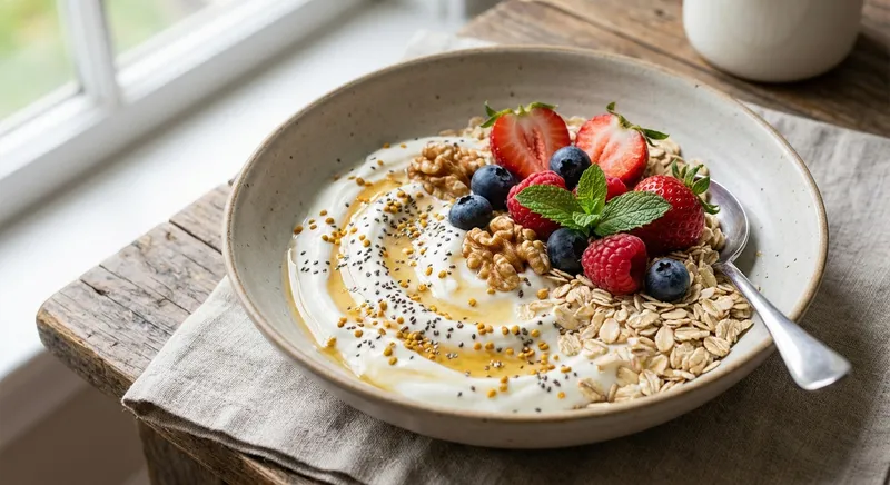Oat & Yogurt Breakfast Bowl with Berries & Walnuts