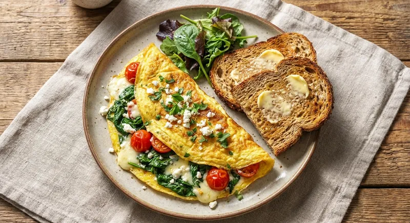 Spinach & Feta Omelette with Whole-Grain Toast