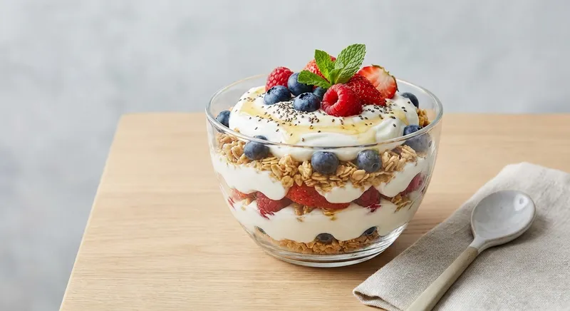 Greek Yogurt & Berry Parfait with Granola and Chia