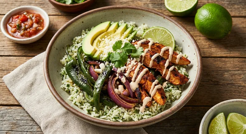 Chicken Fajita Bowls with Cilantro-Lime Rice