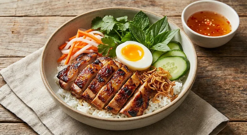 Vietnamese Lemongrass Chicken Rice Bowl