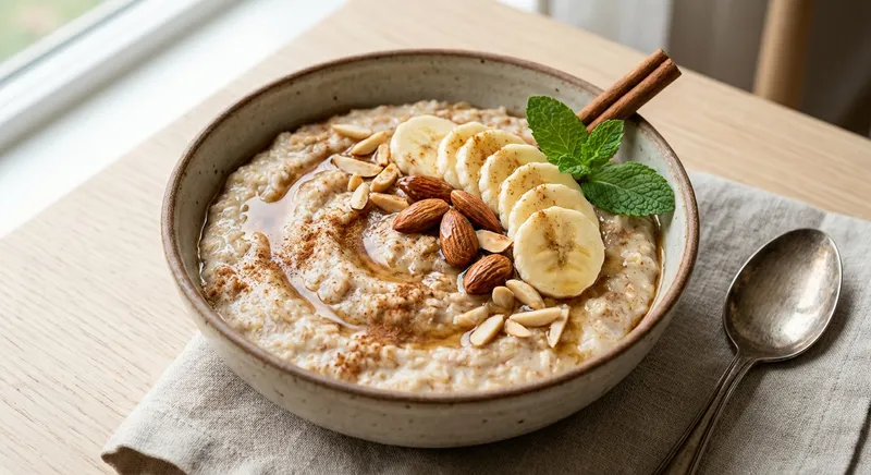 Cinnamon Oatmeal with Banana & Almonds