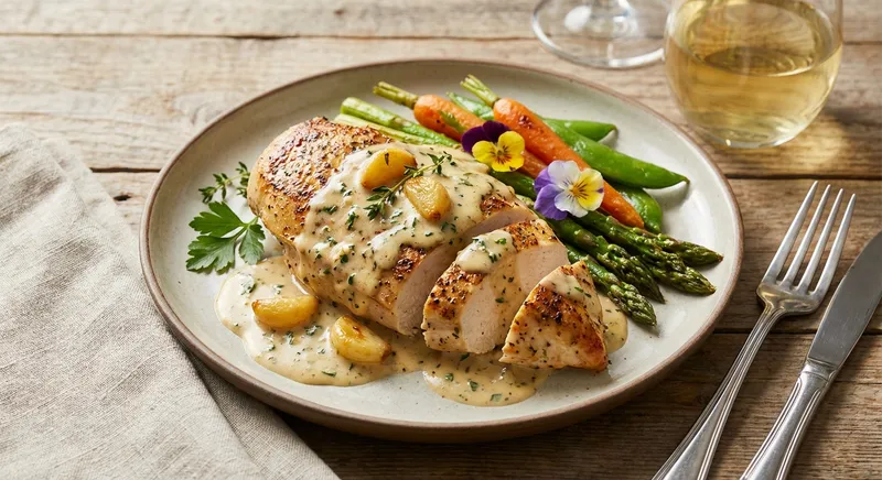 Creamy Garlic Boneless Chicken Breast with Vegetables