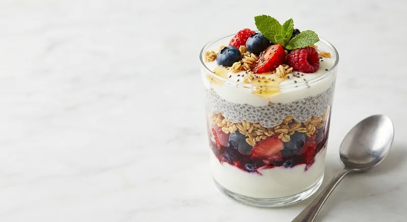 Greek Yogurt & Berry Parfait with Granola and Chia