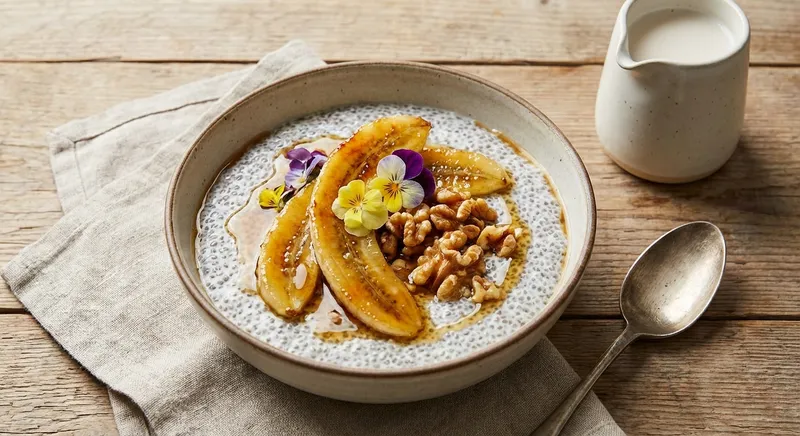Chia Seed Pudding with Banana & Toasted Walnuts