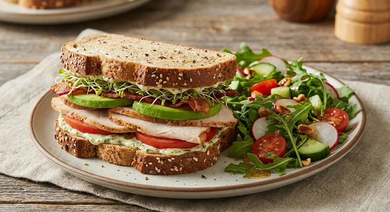 Turkey & Avocado Whole-Grain Sandwich with Side Salad