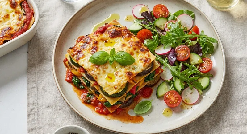 Vegetable Lasagna with Side Salad