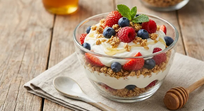 Greek Yogurt Parfait with Granola & Berries