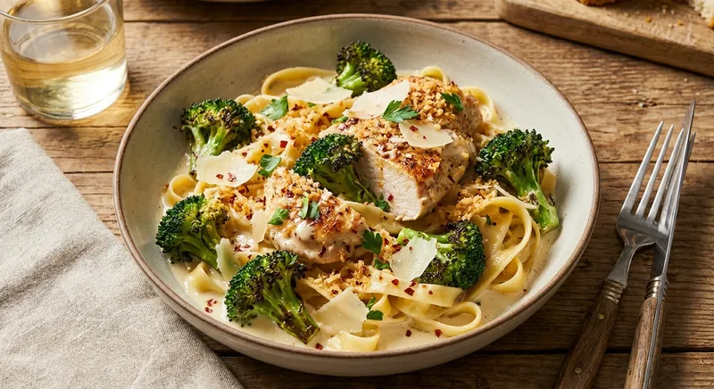 Creamy Garlic Chicken & Broccoli Pasta