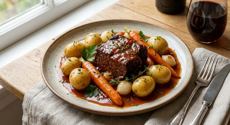 French-Inspired Braised Beef with Potatoes, Carrots & Tomato Jus