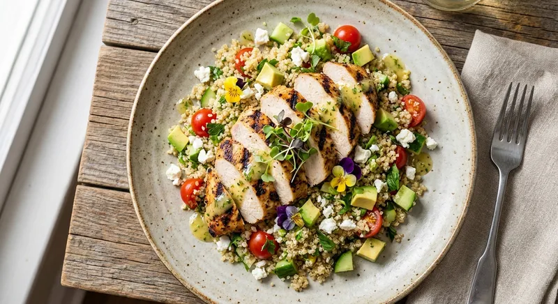 Grilled Chicken & Quinoa Salad with Avocado and Feta