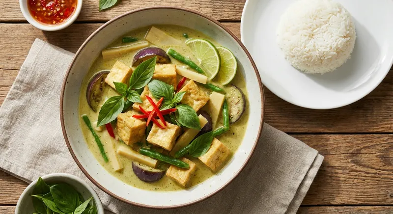 Thai Green Curry with Tofu, Eggplant & Jasmine Rice