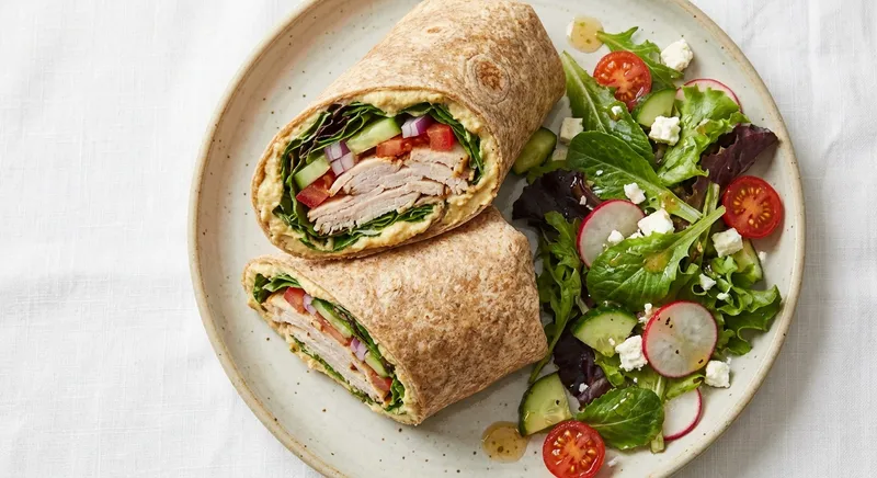 Turkey & Hummus Wrap with Side Salad