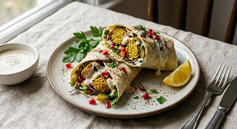 Falafel Wrap with Tahini & Yogurt Sauce