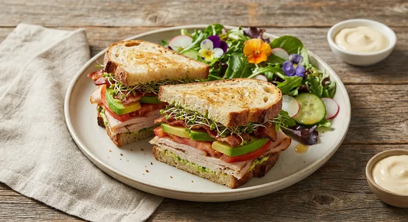 Turkey & Avocado Sandwich with Mixed Green Salad