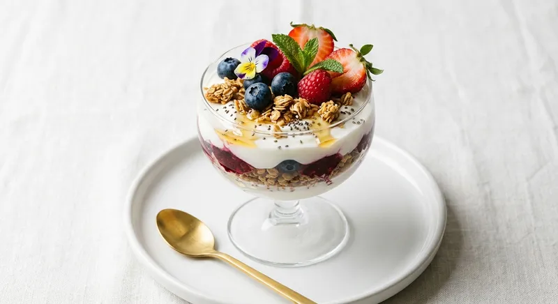 Greek Yogurt Berry Parfait with Granola & Chia