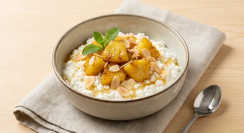 Cottage Cheese with Pineapple and Almonds