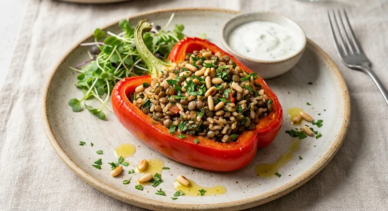 Stuffed Peppers with Lentils and Rice