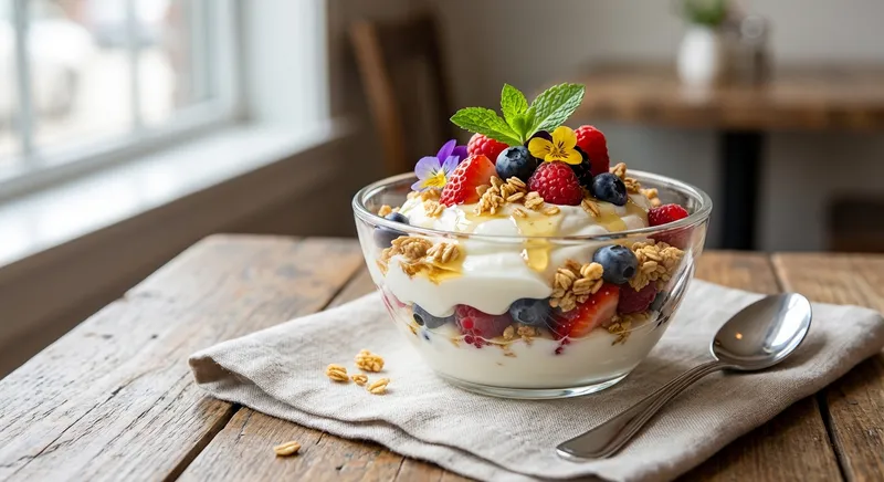 Greek Yogurt Berry Parfait with Granola & Honey