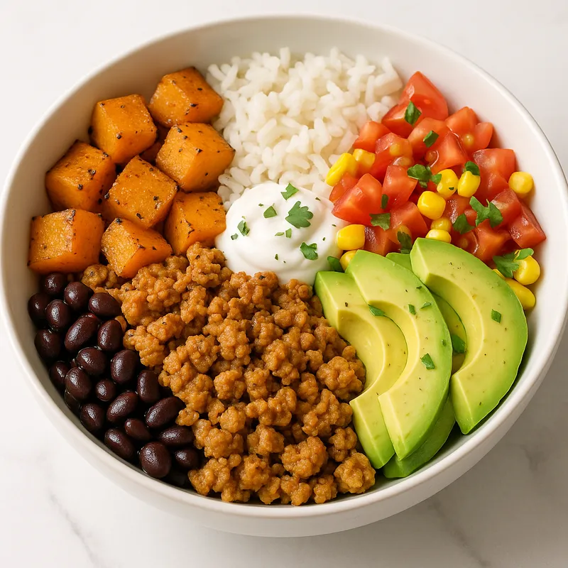 Ground Turkey Taco Bowl with Roasted Butternut Squash