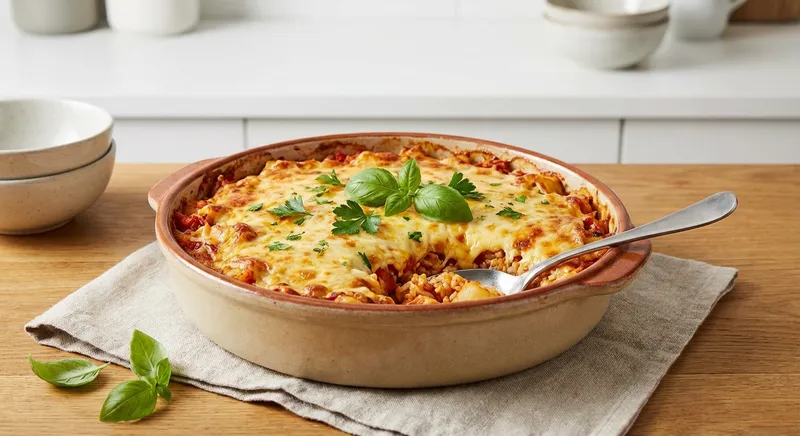 Cheesy Tomato and Potato Rice Bake
