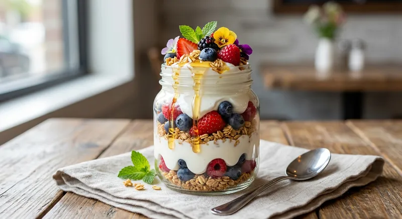 Greek Yogurt Berry Parfait with Granola & Honey