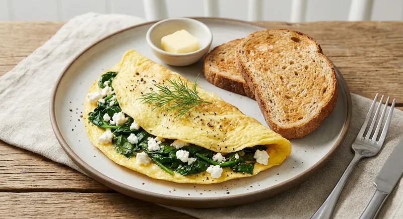 Spinach & Feta Omelette with Whole Wheat Toast