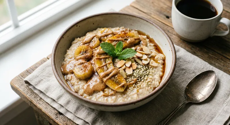 Warm Oatmeal with Banana & Almond Butter