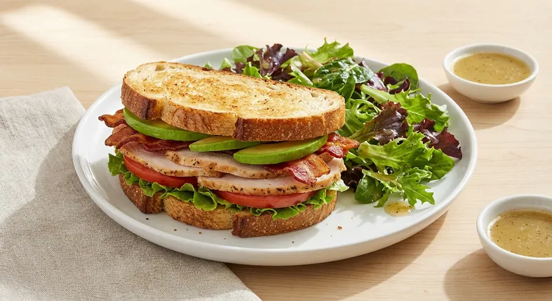 Turkey & Avocado Club with Mixed Green Salad