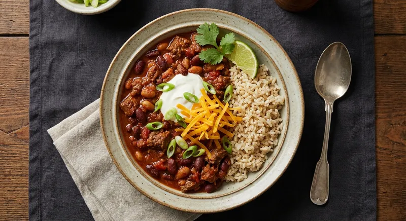 Beef & Bean Chili with Brown Rice