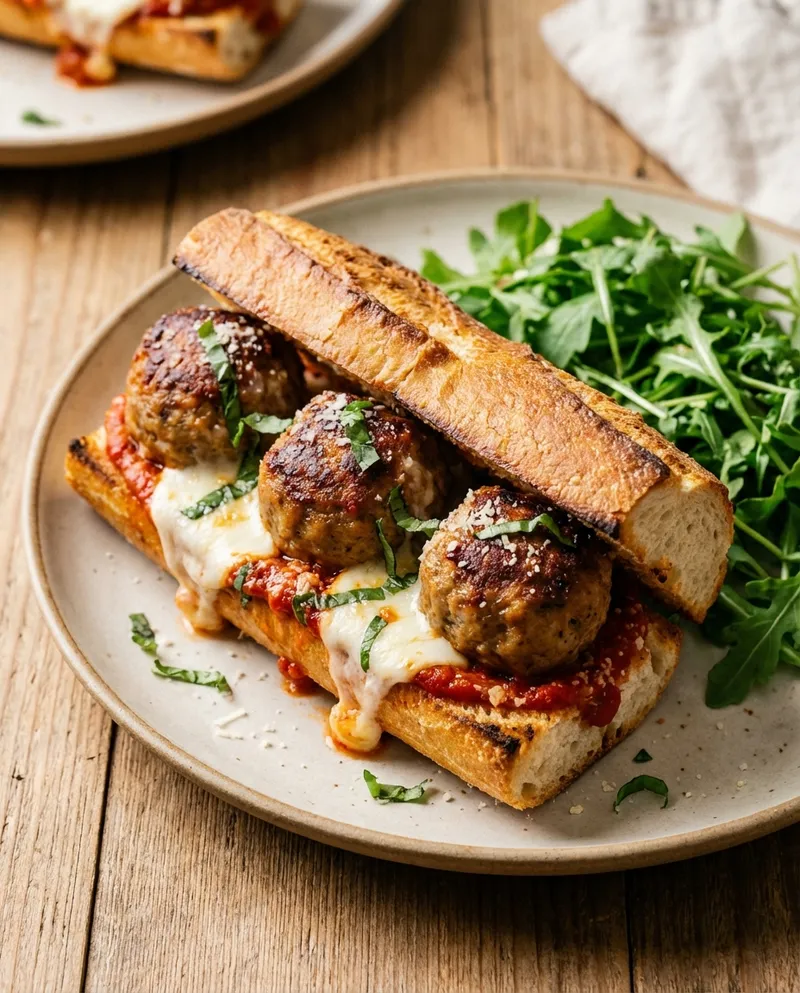 Italian Turkey Meatball Sub with Marinara and Mozzarella