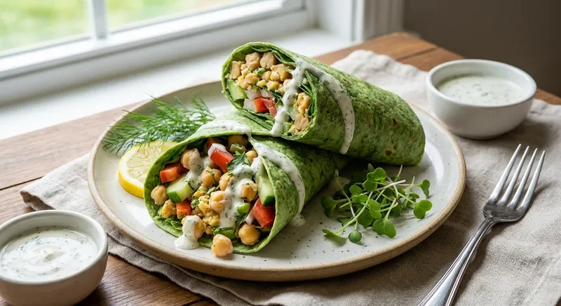 Chickpea Salad Wrap with Yogurt Dill Dressing