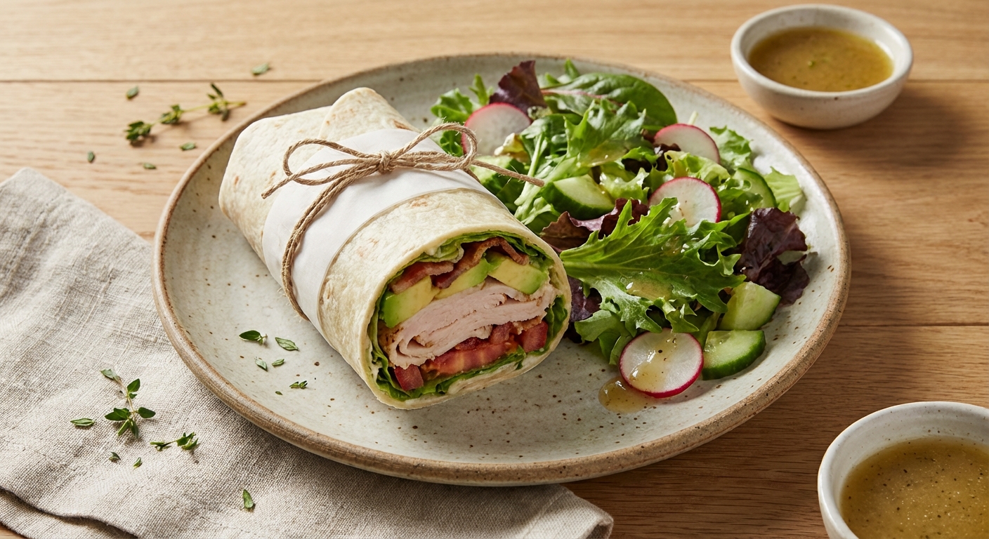 Turkey & Avocado Wrap with Mixed Greens